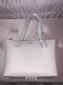 New COACH Large Zip Top Purse Tote In Chalk White Handbag MSRP $298