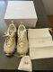 New Christian Diorwomen's Authentic Vibe White/gold Mesh &leather Sneakers $1190