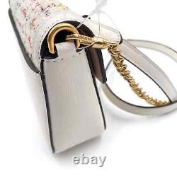 New Kate Spade Katy Tweed Flap Chain Crossbody Bag Cream Multi Leather