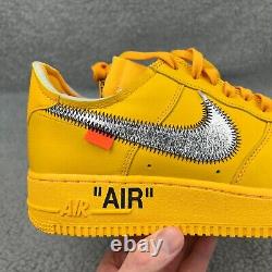 Nike Off White Air Force 1 Low ICA Lemonade Mens 9 University Gold Shoes Virgil