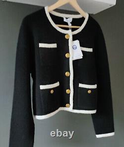 Other Stories Cardigan Wool Jacket Knit Gold Button With Pockets S Black White