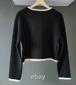 Other Stories Cardigan Wool Jacket Knit Gold Button With Pockets S Black White