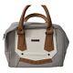 Parchita Womens Bag Purse Gray White Leather Top Handle Handbag Zip Closure