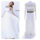 Sherri Hill White Gold Crystal Beaded Off The Shoulder Open Back Maxi Gown Us 8
