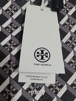 Tory Burch Geo Logo Black/white Gold Hardware Mini Zip Tote Crossbody