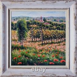 Tuscany Painting Flowering Vineyard Original Italian Painter Roberto Gai Toscana