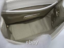 Used FURLA Metropolis Chain Shoulder Bag Leather White Gold Fittings G6400